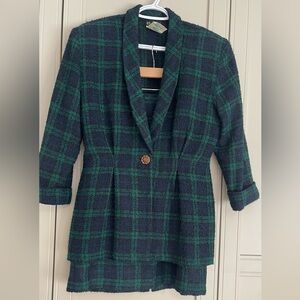 Vintage Union Tag 1980’s Joseph Ribkoff (J.R Petite) Plaid Two Piece Skirt Suit